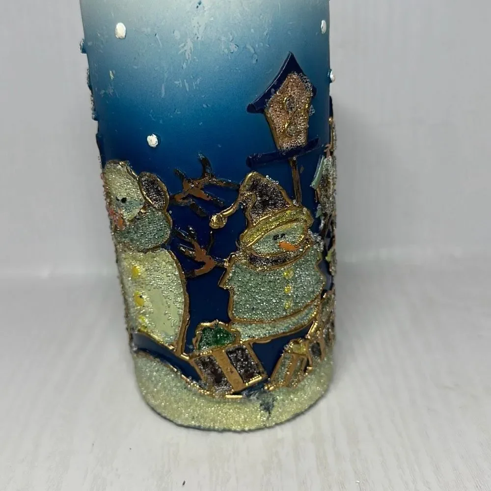 Christmas SUGARED SNOWMAN CANDLE Wax Christmas Holiday‎ Let It Snow